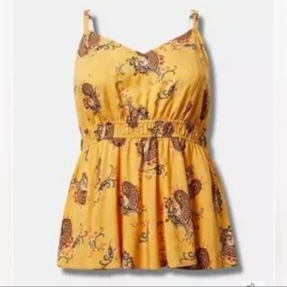 Torrid Mustard Yellow Paisley Babydoll Tank Top – Size 2